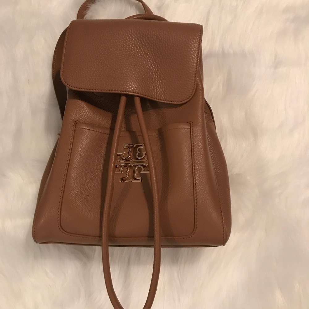 Tory Burch Pebbled Leather Backpack in Tan